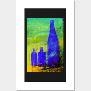 Blue Glass Bottles Posters and Art